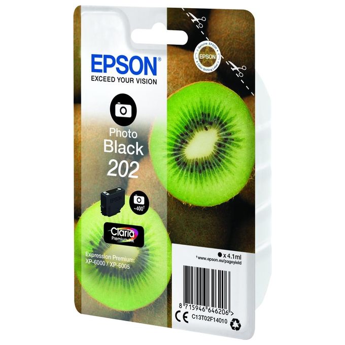 Epson C13T02F14020 Claria Premium 202 Cartuccia Inkjet Originale Resa Standard 4,1 ml 400 pagine colore Nero Fotografico