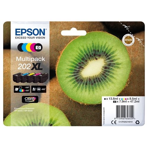 Epson Epson Multipack 202xl. Compatibilitã  Marca: Epson, Colori di Stampa: Nero, Ciano, Magenta, nero per Foto, Giallo, Prodotti Compatibili: Expression Photo Xp-6000, Xp-6005