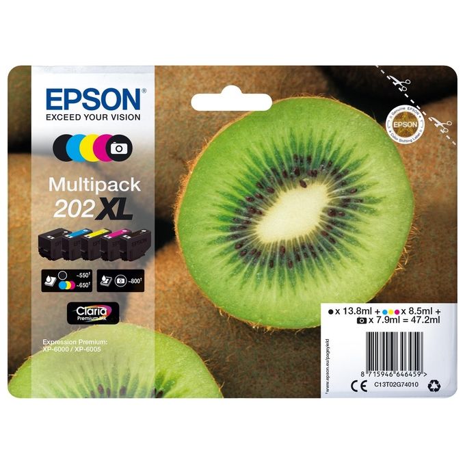 Image of Epson Epson Multipack 202xl. Compatibilitã  Marca: Epson, Colori di Stampa: Nero, Ciano, Magenta, nero per Foto, Giallo, Prodotti Compatibili: Expression Photo Xp-6000, Xp-6005