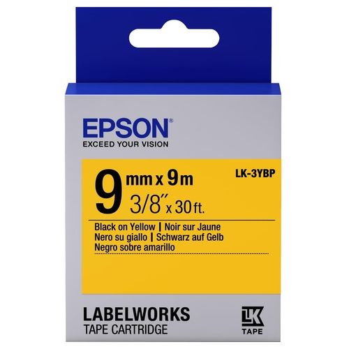 Epson LK-3YBP Nastro per Etichettatrice Pastel Nero Giallo 9mmx9mt