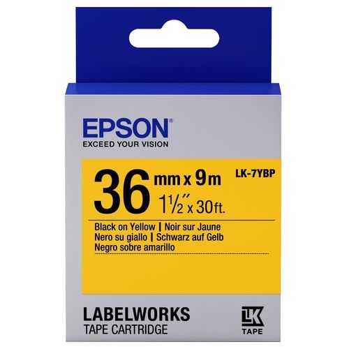 Epson LK-7YBP Nastro Fondo Pastello Giallo per Testo Nero 36/9