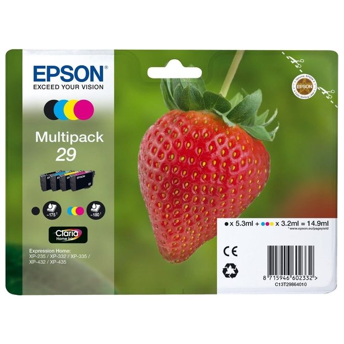 Epson C13T29864010 Multipack Cartucce di Inchiostro Claria Home 4 Colori Nero Ciano Magenta Giallo colore Nero