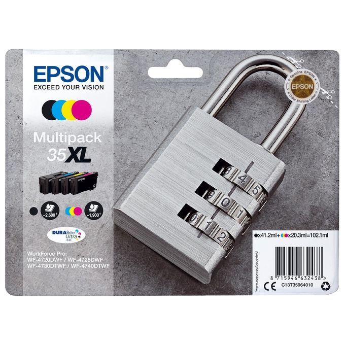 Epson Multipack 35xl lucchetto 4 Colori per Wf-4720dwf-4740dtwf