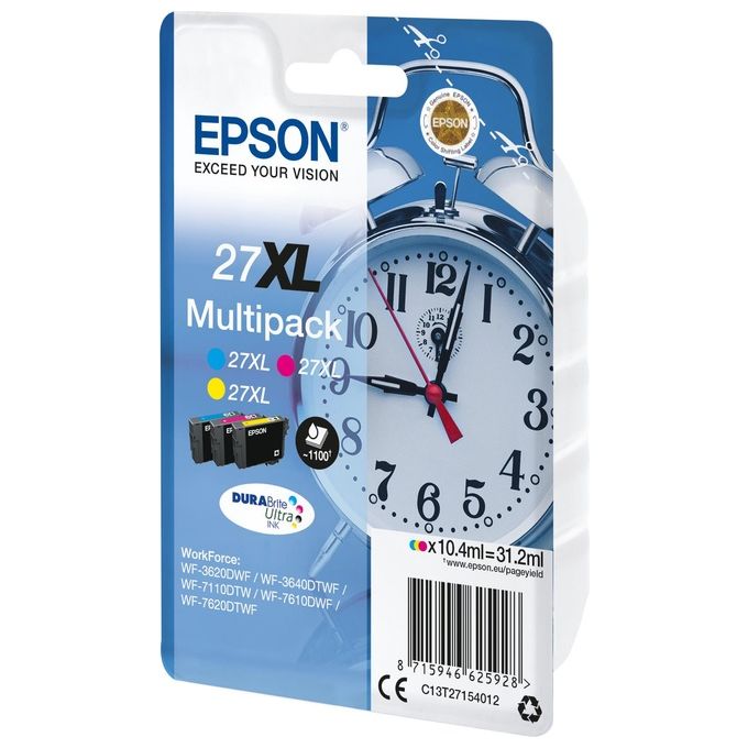 Epson 2666507 Sveglia Serie 27XL Cartuccia Inkjet DURABrite Ultra Alta Resa 10,4 ml Ciano Magenta Giallo colore Multi