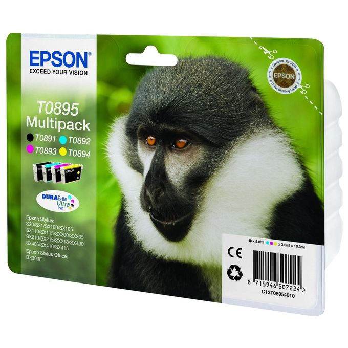 Epson C13T08954010 Multipack Cartucce D'inchiostro 4 Colori Nero Ciano Magenta Giallo colore Nero+Ciano+Magenta+Giallo