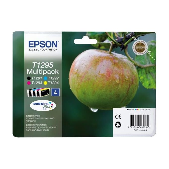 Epson C13T12954020 T1295 Multipack Cartuccia Inkjet 4 colori DURABrite Ultra nero ciano magenta giallo