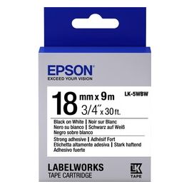 Epson Nastro Fondo Bianco per Testo Nero Altamente Adesivo 18/9 LK-5WBW