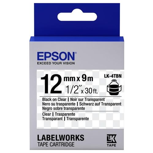 Epson Nastro Lk4tbn Clear nero Trasparente 12x9