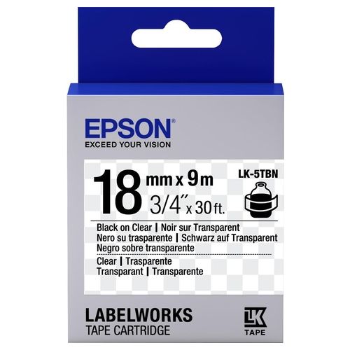 Epson Nastro Lk5tbn Clear nero Trasp18x9