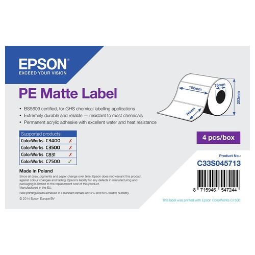 Epson Rotolo etichette, materiale sintetico, 102x76mm
