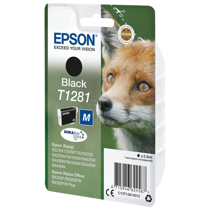 Epson T1281 Serie Volpe Cartuccia d'inchiostro Originale Pigmentata 5,9 ml colore Nero
