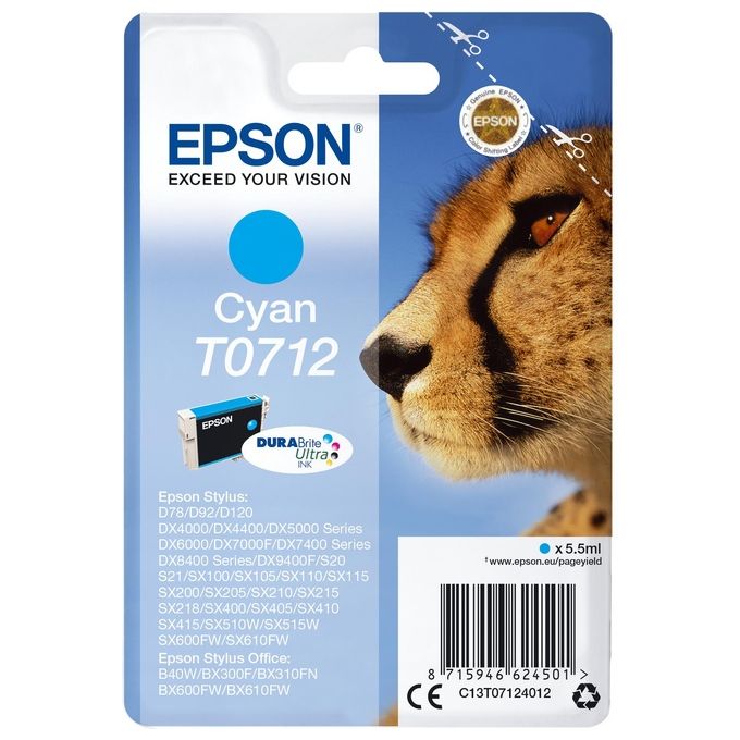 Epson T0712 Cartuccia Inchiostro Ciano Blister Mfdx4000