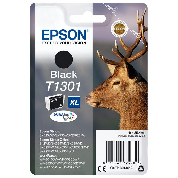 Image of Epson T1301 Cartuccia Inchiostro nero Cervo Tg.xl Stylus SX525WD-SX620FW XL