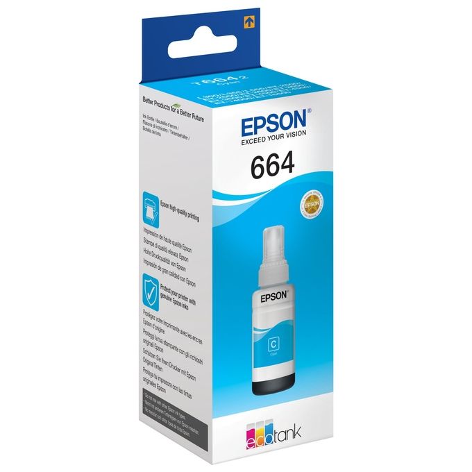Epson T6642 EcoTank 664 Flacone Inchiostro Inkjet Originale 70 ml colore Ciano