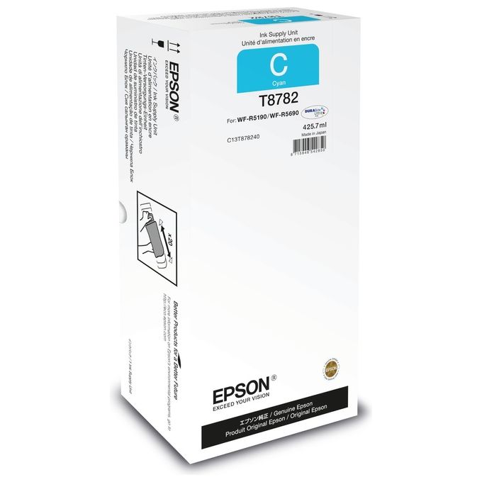 Epson T8782 425.7 ml cyan ricarica inchiostro per WorkForce Pro WF-R5190, WF-R5190DTW, WF-R5690, WF-R5690DTWF, WF-R5690DTWFL