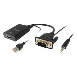 119038 Cavo e Adattatore Video 0.2mt Vga (D-Sub)  3.5mm Dvi-D  Usb Nero