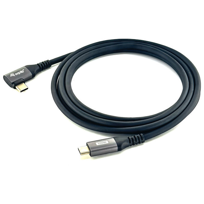 Equip Cavo USB Type-C 3m 100W Nero Angolato per Ricarica Rapida e Dati