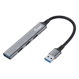 Hub USB 3.2 Gen 1 4 Porte 5000 Mbit/s Nero Grigio Alluminio Plug & Play
