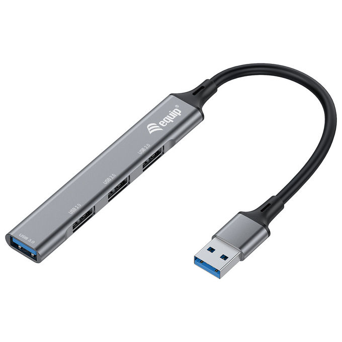 Equip Hub USB 3.2 Gen 1 4 Porte 5000 Mbit-s Nero Grigio Alluminio Plug and Play