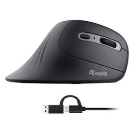 Equip, Mouse Ottico Verticale Ergonomico, 7200 DPI, 8 Pulsanti, Nero
