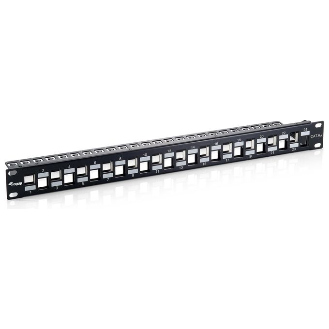 Equip Pannello Patch a 24 Porte RJ45 Cat6a 19" 1HE Schermato Nero