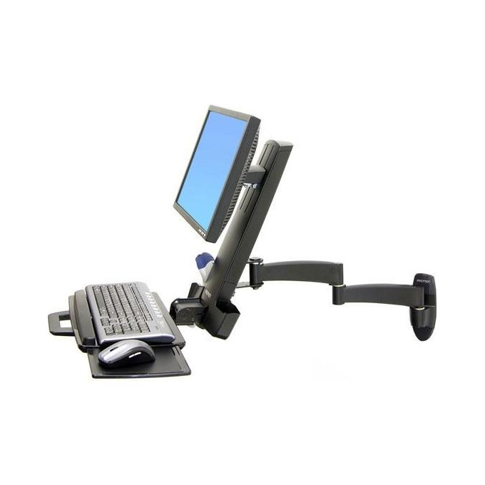 Ergotron Braccio a Muro Serie 200 Combo Arm per Lcd fino a 24'' e Tastiera Portata 2,7-8,2Kg Nero