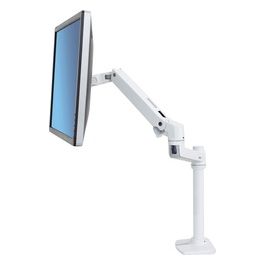 LX Desk Mount Monitor Arm Tall Pole Montaggio a Scrivania per Monitor Alluminio/Acciaio Bianco Dimensione Schermo fino a 32"