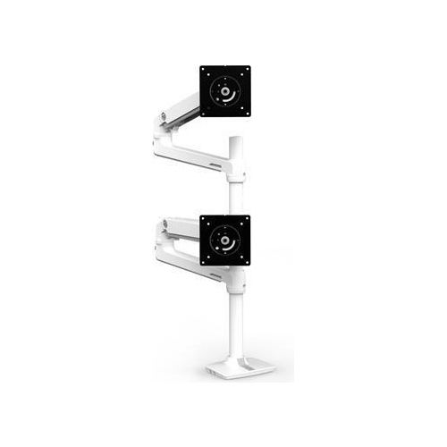 Ergotron LX Dual Stacking Arm Tall Pole Montaggio a Scrivania per 2 Display Lcd Alluminio Bianco Dimensione Schermo fino a 40"