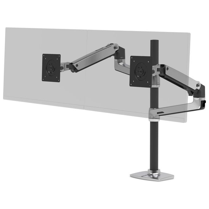 Ergotron Lx Dual Stacking Arm Tall Pole Black Accents Polished