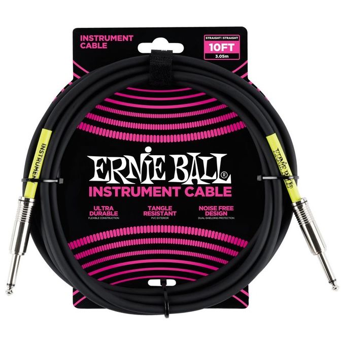 Ernie Ball Cavo Eb 6048 Nero per Strumenti Musicali Jack 6,3mm 3mt