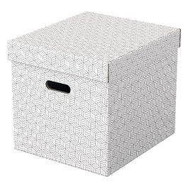 Esselte Confezione 3 Scatola Cartone Riciclato Cubo Bianco