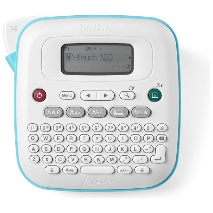 Brother PTN20 Etichettatrice Elettronica Desktop Tastiera QWERTY Display LCD Nastri 12 mm 3 Font 250 Simboli colore Bianco