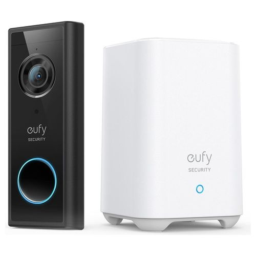 Eufy Security, Videocitofono Wireless Con risoluzione 2K, Audio Bidirezionale, semplice auto-installazione + HomeBase 2 EU  UK Plug Nero/Bianco