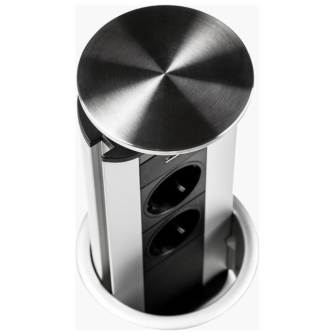 Evo Line Torretta Portaprese Port-3 Schuko Tappo Inox