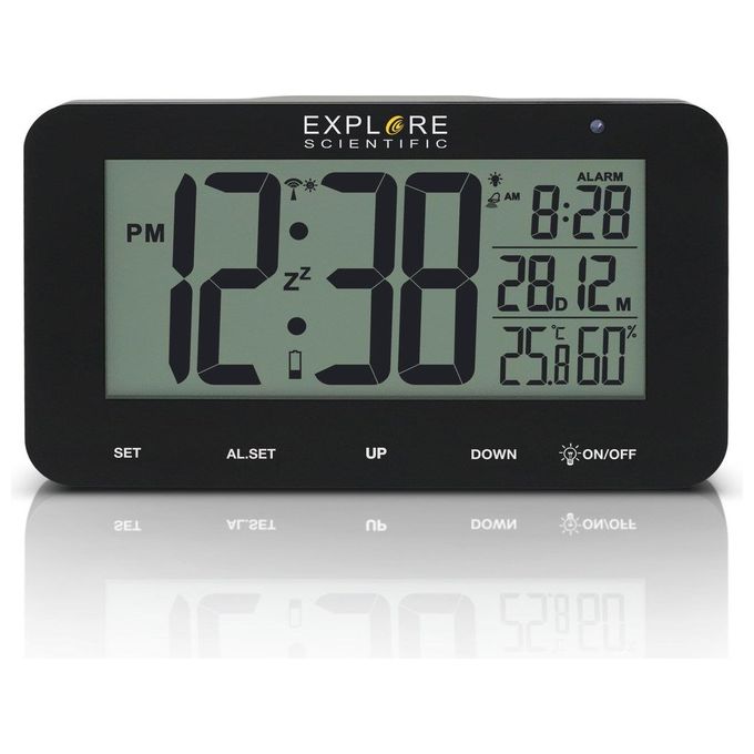 Explore Rdc-1004 Orologio Sveglia Radiocontrollato Calendario Temperatura-Umidita' Interna Nero