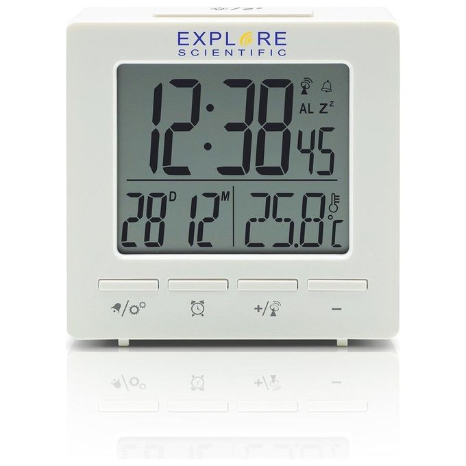 Image of Explore Rdc-1005 Orologio Sveglia Radiocontrollato Temperatura Calendario Doppio Allarme Bianco