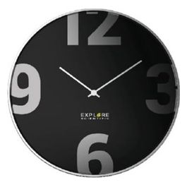 RAC1002 Orologio a Parete 25cm Radiocomandato Design Contemporaneo Chic Metallo/Nero