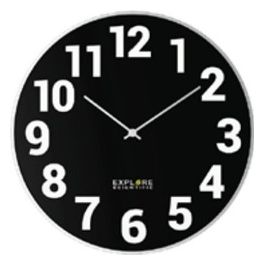 RAC1003 Orologio a Parete 25cm Radiocomandato Design Contemporaneo con Numeri Metallo/Nero