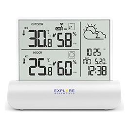 Explore Scientific WSH4501 Stazione Meteorologica con Display in Vetro Trasparente Sensore Incluso Bianco