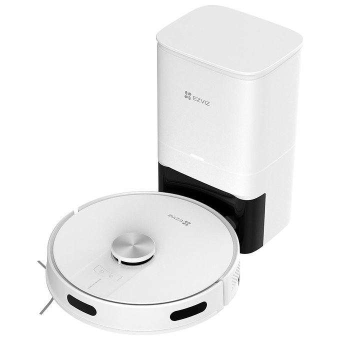 Ezviz re4 plus robot aspirapolvere lavapavimenti con base svuotapolvere potenza aspirazione 4000pa serbatio 300ml bianco