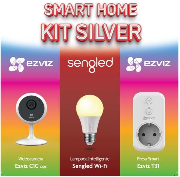 Ezviz Starter Kit Silver Smart Home Presa Smart T31 e Lampada Intelligente con Ezviz C1c 720p
