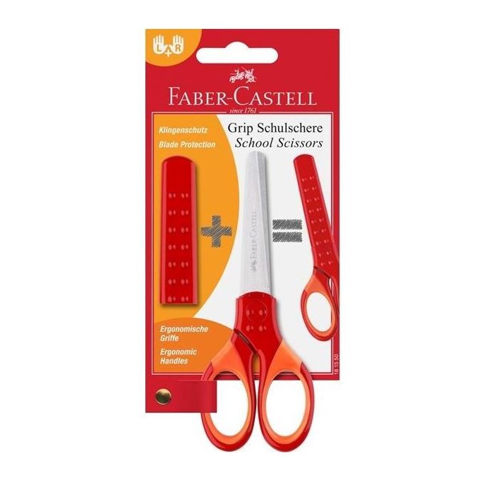 Faber Castell Blister con Forbice da Scuola Rosso