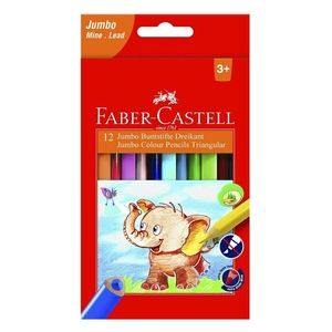 Faber Castell Confezione 12 Jumbo Pastelli Col Assortiti con Temperino