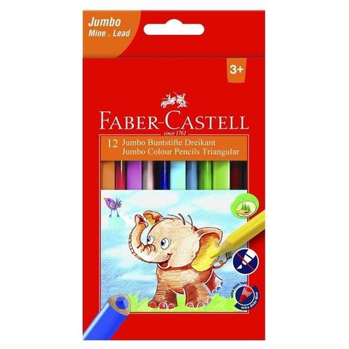Faber Castell Confezione 12 Jumbo Pastelli Col Assortiti con Temperino