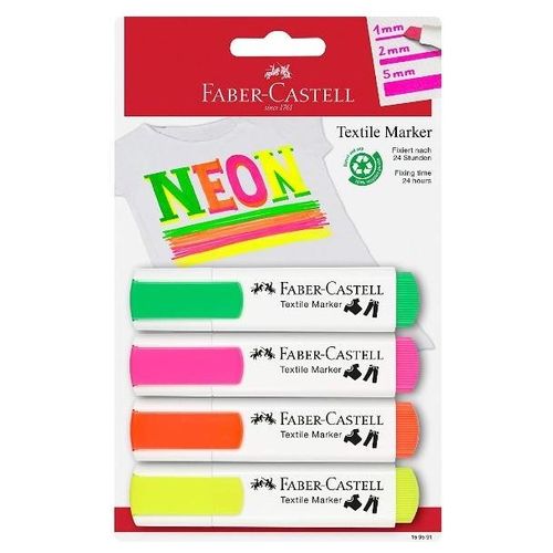 Faber Castell Confezione 4 Marker per Tessuto Neon