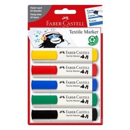 Faber Castell Confezione 5 Marker Textile Assortiti