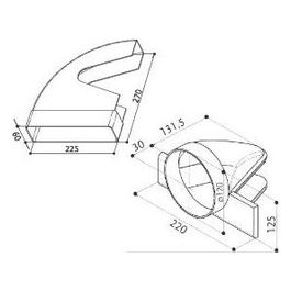 Faber Curva Rettangolare Circolare 90 Reversibile per Cappe