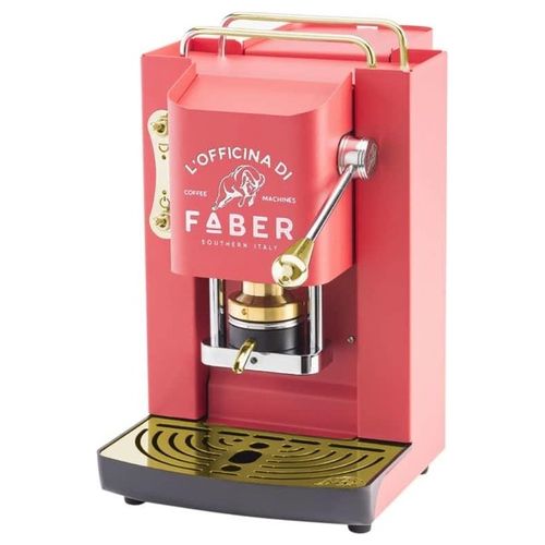 Faber Pro Deluxe Macchina da Caffe' a Cialde 44mm Cherry Red Ottone