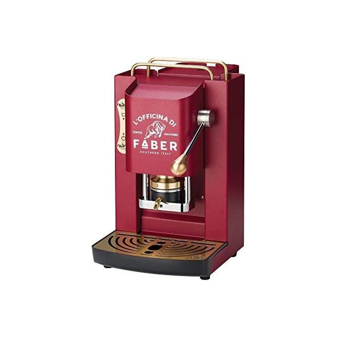 Faber Pro Deluxe Macchina da Caffe' a Cialde 44mm Cherry Red Ottone