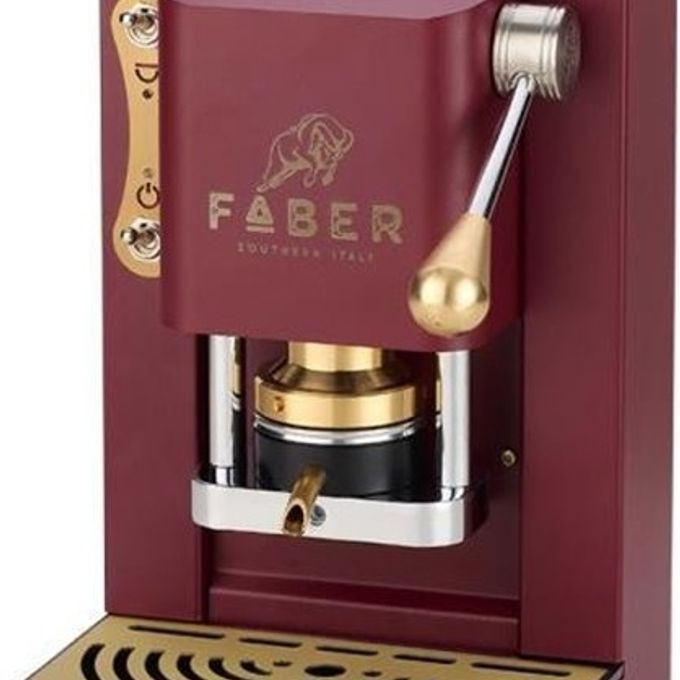 Faber Pro Mini Deluxe Macchina da Caffe' con 50 Cialde 44mm Selezione Cherry Red Ottone